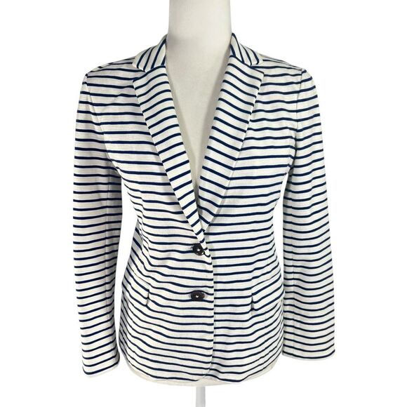J.Crew Jacket in White & Blue Nautical Striped Stretch Blazer Size Small - Picture 1 of 15